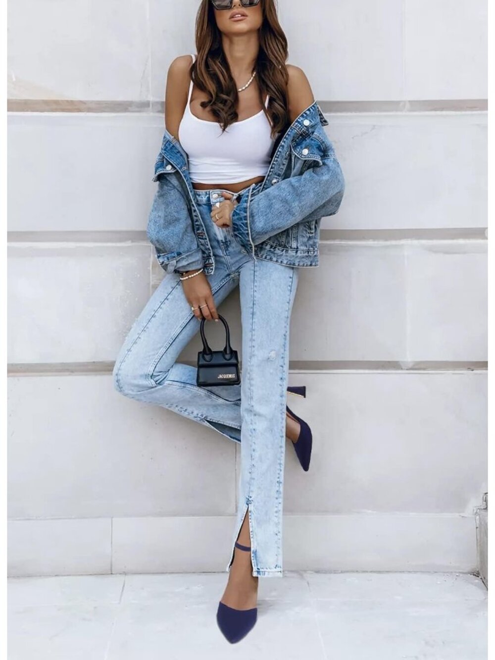 Women's Navy Pumps Point Closed Toe Heels Buckle Ankle Strap Heeled Sandals - Picture 3 of 6